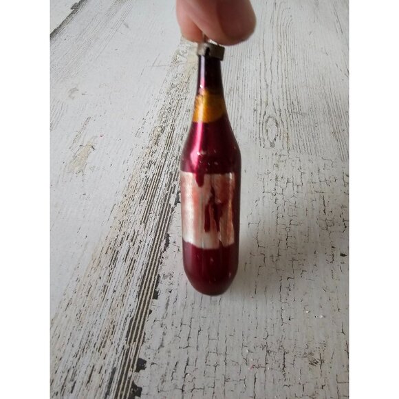 Antique vintage wine champagne glass mercury ornament Mini Xmas tree maroon re - Picture 1 of 8